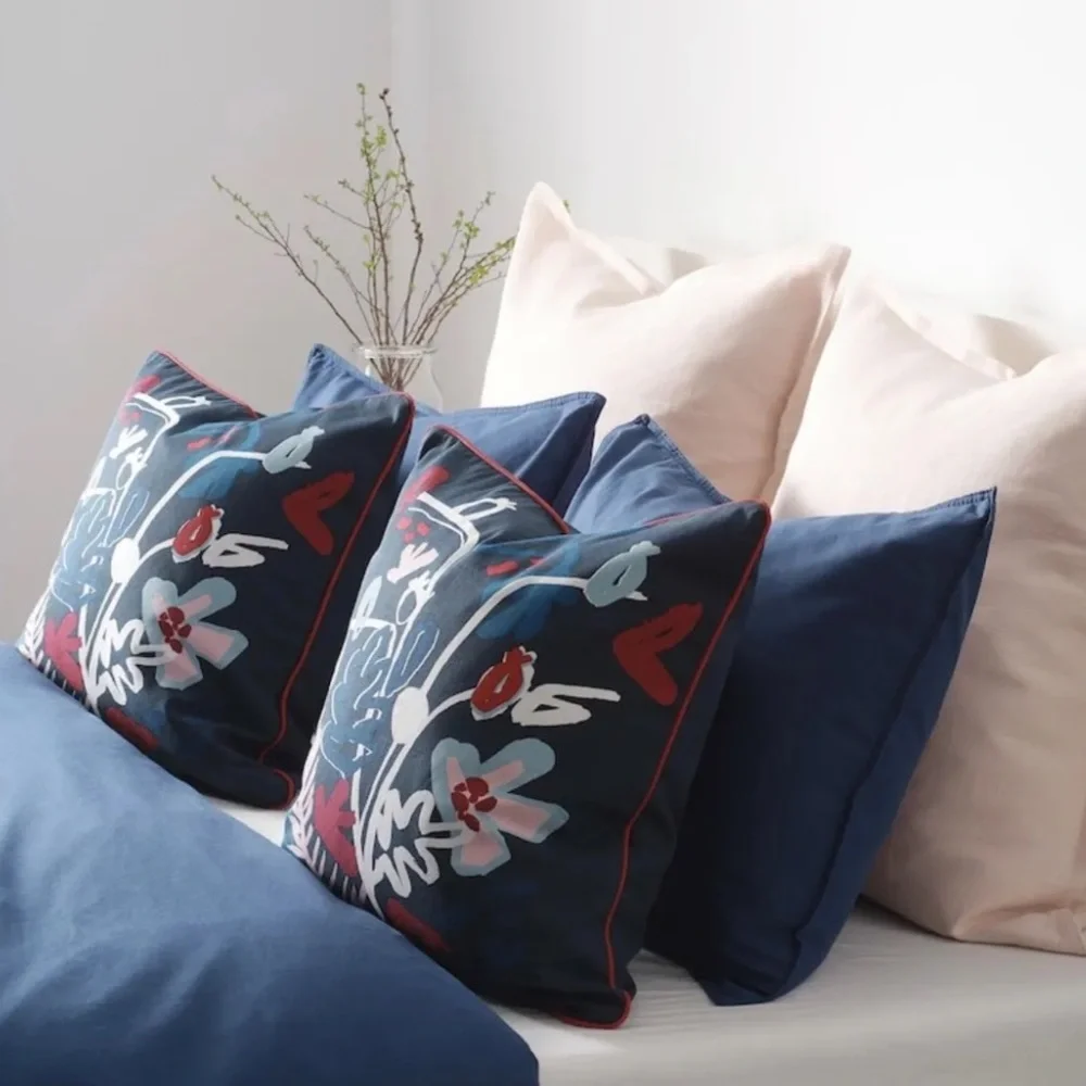 IKEA MÄLARBORSTE abstract floral throw pillow cover
